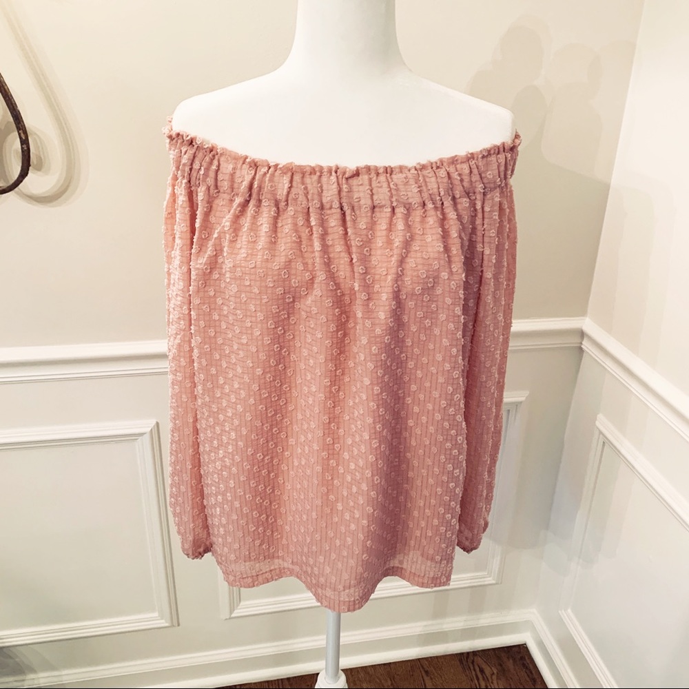 Textile-off the shoulder top Blush Pink  Small